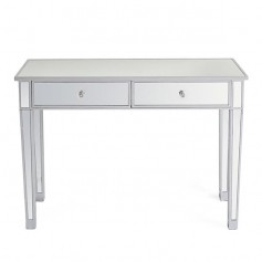 [US-W]Mirrored Makeup Table Desk Vanity for Women with 2 Drawers