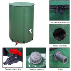 100 Gallon Folding Rain Barrel Water Collector Green