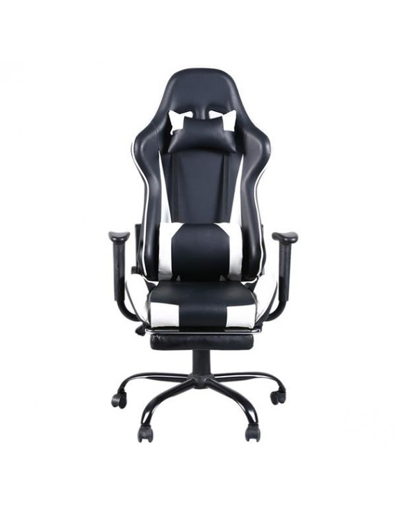 High Back Swivel Chair Racing Gaming Chair Office Chair with Footrest Tier Black & White