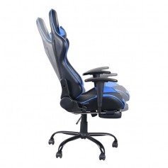 High Back Swivel Chair Racing Gaming Chair Office Chair with Footrest Tier Black & Blue