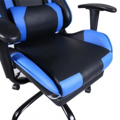 High Back Swivel Chair Racing Gaming Chair Office Chair with Footrest Tier Black & Blue
