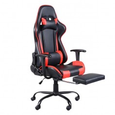 High Back Swivel Chair Racing Gaming Chair Office Chair with Footrest Tier Black & Red