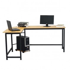 L-Shaped Desktop Computer Desk Beech Wood Color