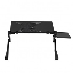 360-Degree Rotation Multifunctional Portable Folding Table with Fan & Mouse Black