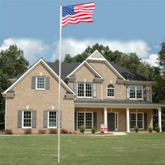 [US-W]25ft Solemn Outdoor Decoration Sectional Halyard Pole US America Flag Flagpole Kit
