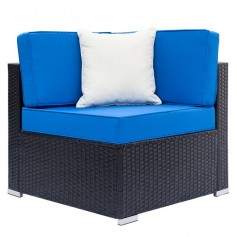Fully Equipped Weaving Rattan Sofa Set with 2pcs Corner Sofas & 2pcs Single Sofas & 1 pcs Coffee Table Black