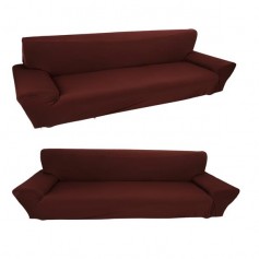 Pure Stretch Sofa Slipcovers Free Pillowcase Pet Couch Covers For 4 seater (Brown)