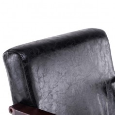 (64 x 59 x 71cm) Simple PU Oil Wax Wood Armrest Single Sofa Walnut   Black PU