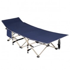 190*67*37 Multi-functional Square Tube 10 Foot Folding Bed (with Side Pockets) Navy