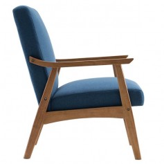 (67x72.5x82cm) Solid Wood Retro Simple Single Sofa Chair Backrest without Buckle Navy Blue