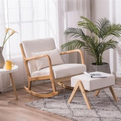 (50x25x40cm) Footrest Stool, Rocking Chair, Footrest Stool, Nordic A-type Beige